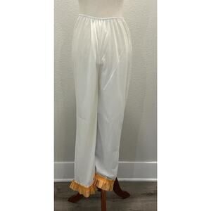 Vintage 1970s Sears Bloomer PJ Bottoms Ivory with Sherbet Orange Lace Trim
